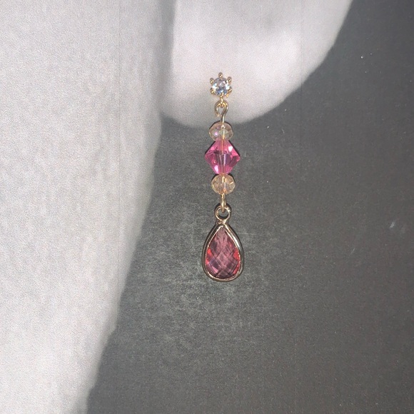 Handmade Drop dangle light Pink Sheer Sparkling Czech Crystal Pierced Earrings - Picture 3 of 15
